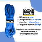 Corda Multifilamento Trançada 4mm Azul Vonder 30 Metros