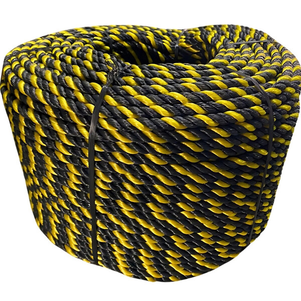 Corda Polietileno Torcida 12mm Amarelo/preto Sinalização 100m