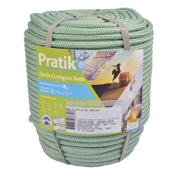 Corda Pratik Trançada Pet Verde Rolo 10mm X 155m