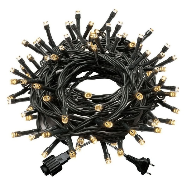 Cordão 100 Led Fixo Branco Quente 10m Com Strobo 220v