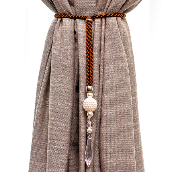 Cordão De Cortina Prendedor Abraçadeira 2 Unidades Tabaco Com