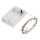 Cordão de Luz 30 Leds Amarelo de Pilha Prata