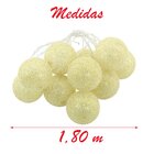 Cordão Fio De Luz Luminária De Bolinhas Dourado Led 10 Bolas