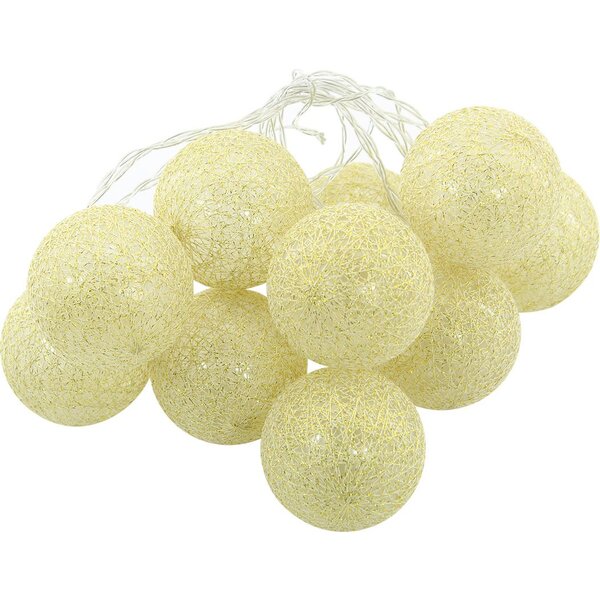 Cordão Fio De Luz Luminária De Bolinhas Dourado Led 10 Bolas