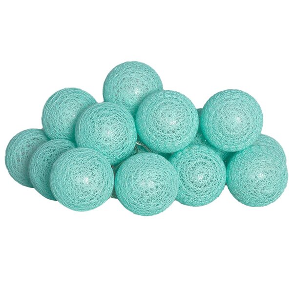 Cordão Fio De Luz Luminária De Bolinhas Turquesa Led 10 Bolas