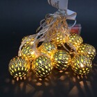 Cordão Luz Led Natal 10 Bolas Metal Dourado Warm 2,3m-magizi