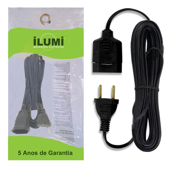 Cordão Prolongador Paralelo 5m 10a 250v~ Preto Ilumi