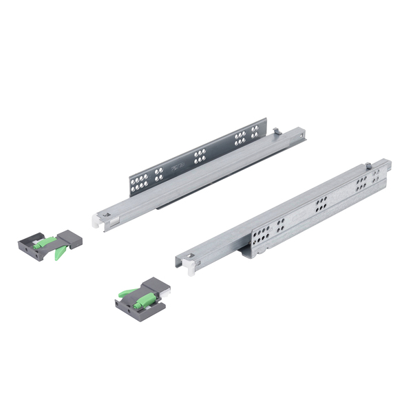 Corrediça Oculta De Extração Total Com Sistema Slowmotion Para Fechamento Suave De Gavetas.  Carga Até 35 Kg.