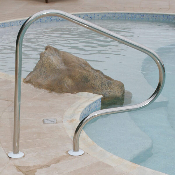 Corrimão Para Piscina Em Aço Inox Com Chumbador Em Alumínio P