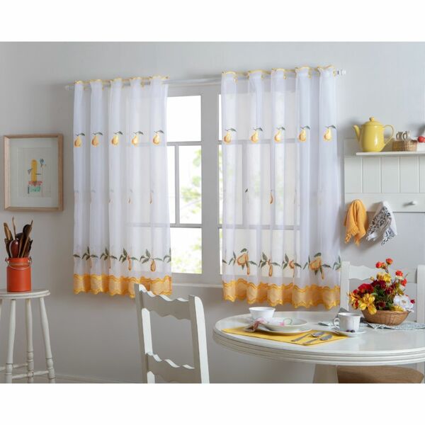 Cortina 1,35x2,50 Amarela Amélia Luxo Para Sala