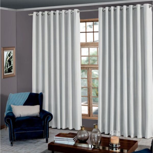 Cortina 1,80x2,70 Branco Cl Clarice Branco Janela Luxo