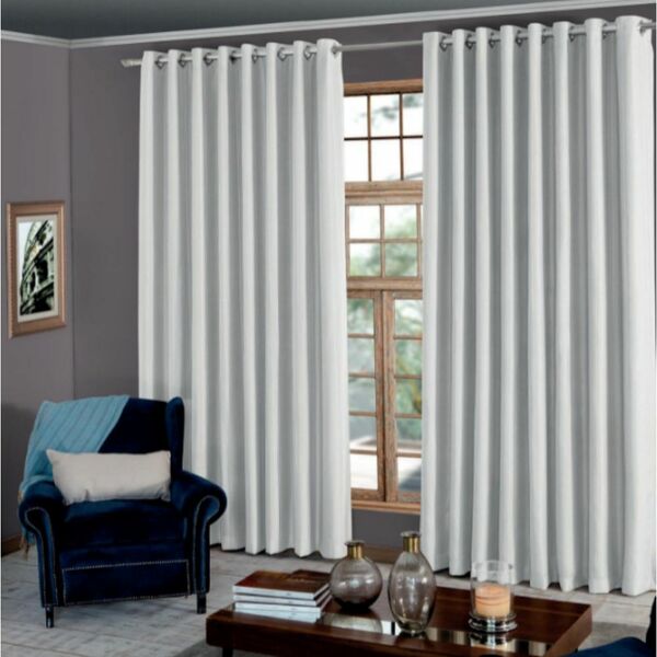 Cortina 1,80x2,70 Branco Cl Clarice Sala Quarto