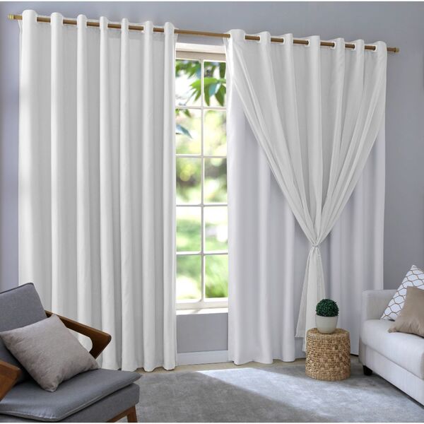 Cortina 1,80x3,00 Branca Bruna Moderna Decoração