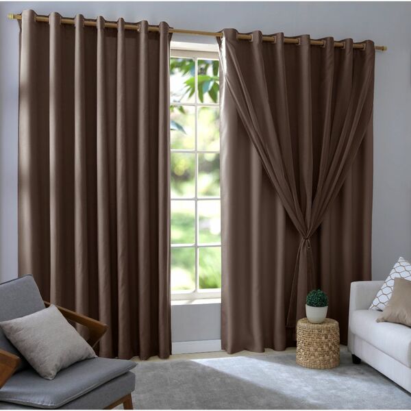 Cortina 1,80x3,00 Marrom Bruna Luxo Decoração