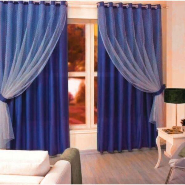 Cortina 2,3x3,00 Azul Marinho Camila  Sala De Estar