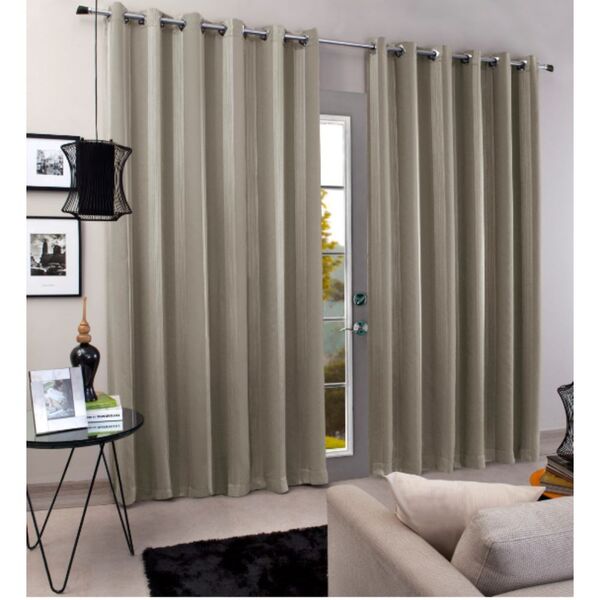 Cortina 2,60x5,60 Bege Carol Sala Moderna