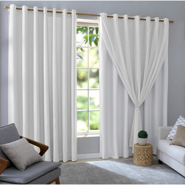 Cortina 2,60x5,60 Branca Bruna Sala Luxo