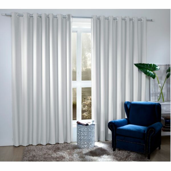 Cortina 2,60x5,60 Branca Corta Luz Para Sala Pequena