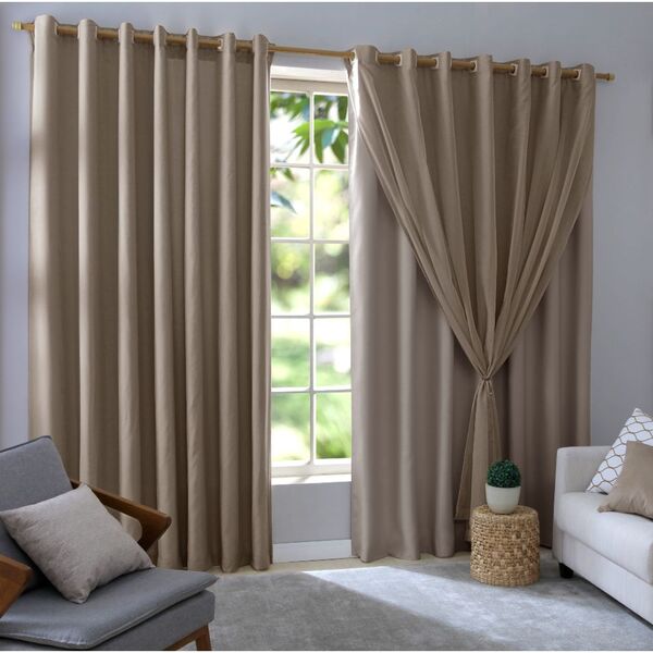 Cortina 2,60x5,60 Caqui Bruna Sala Quarto 2,70x2,80