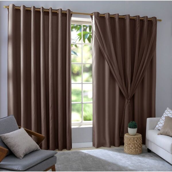 Cortina 2,60x5,60 Marrom Bruna Quarto