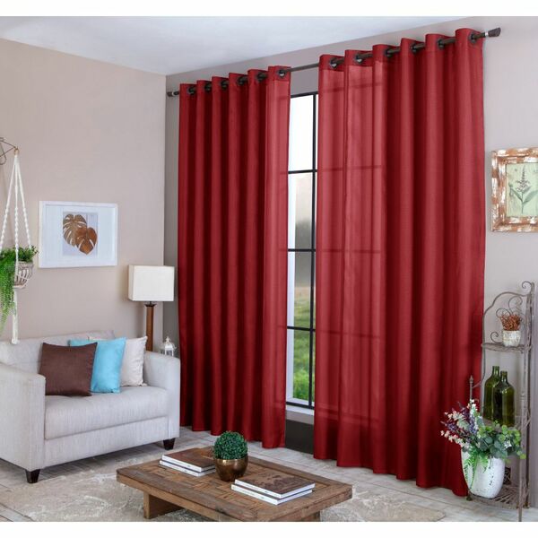 Cortina 2,70 X 3,00m Vermelho Para Sala De Estar Amanda