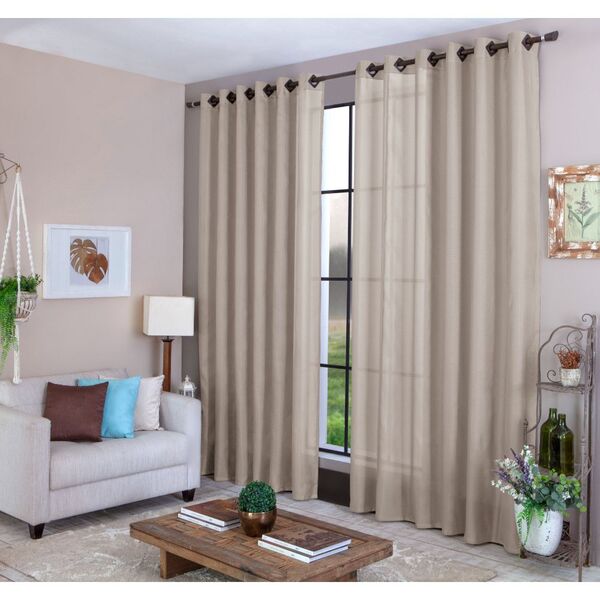 Cortina 2,70 X 4,00m Bege Luxo Moderna Amanda