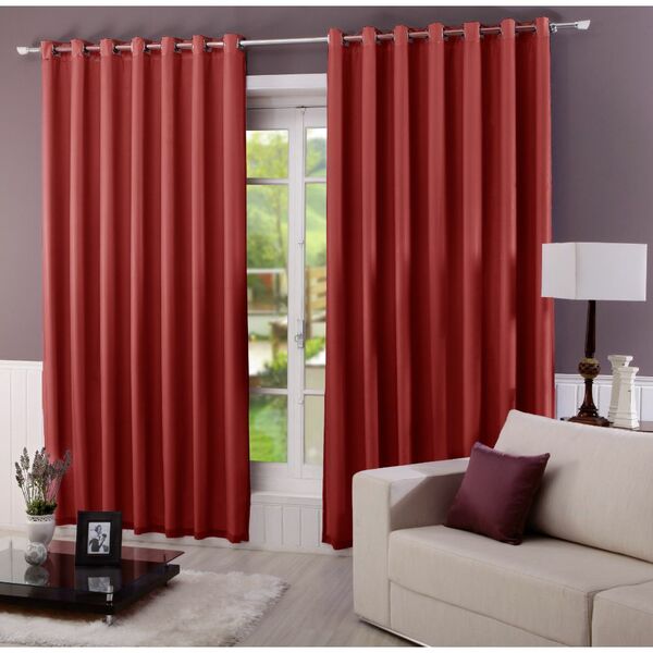 Cortina 2,70x2,80 Vermelho Beatriz Sala De Estar