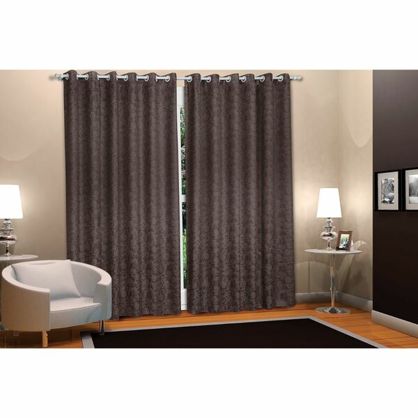 Cortina 2,70x3,00 Marrom Iriza Para Sala Grande