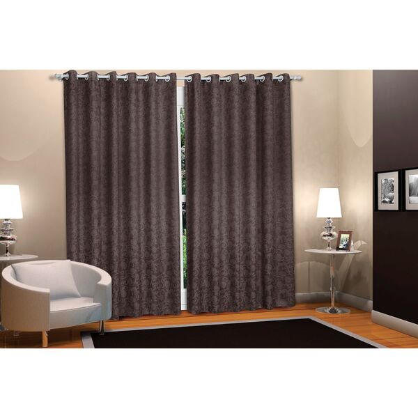 Cortina 2,70x3,00 Marrom Iriza Para Sala/quarto