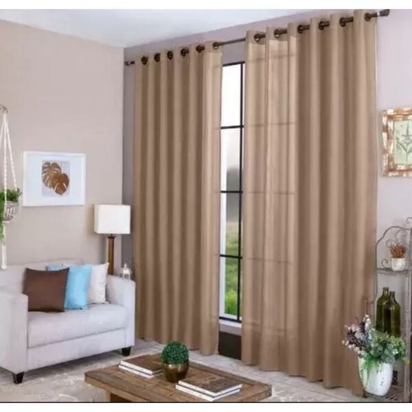 Cortina 2,70x3,00m Caqui Luxo Moderna Amanda