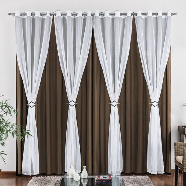 Cortina 2 Mts Sala Quarto Gisele Em Voal Trilho Suisso Barata