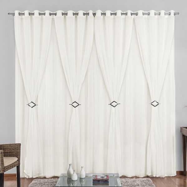 Cortina 2 Mts Sala Quarto Gisele Em Voal Varão Barata Palha