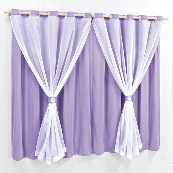 Cortina 2 Mts Sala Quarto Malha Com Voal Varão Baratissima Li