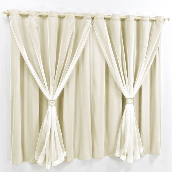 Cortina 2 Mts Sala Quarto Malha Com Voal Varão Baratissima Pa