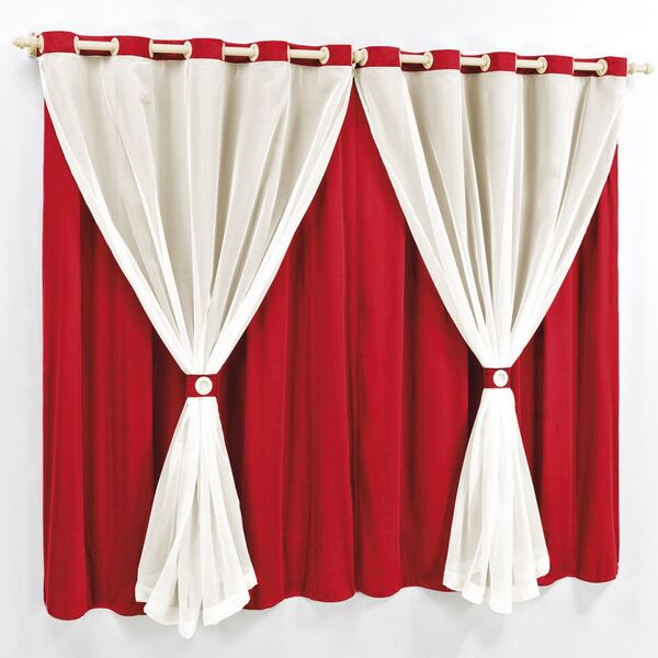 Cortina 2 Mts Sala Quarto Malha Com Voal Varão Baratissima Ve