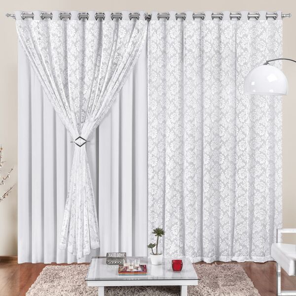 Cortina 2 Mts Sala Quarto Malha Renda Para Varão Baratissima