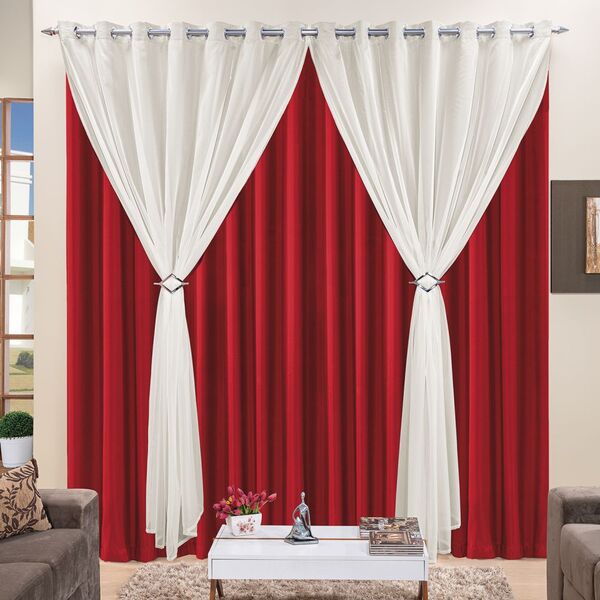 Cortina 2 Mts Sala Quarto Voal Com Microfibra Para Trilho Com