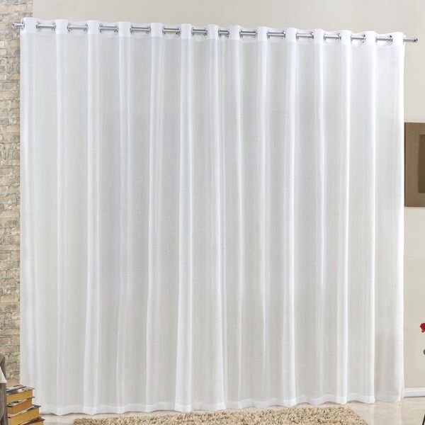 Cortina 2 Mts Sala Quarto Voal E Linho Para Trilho Comum Bara