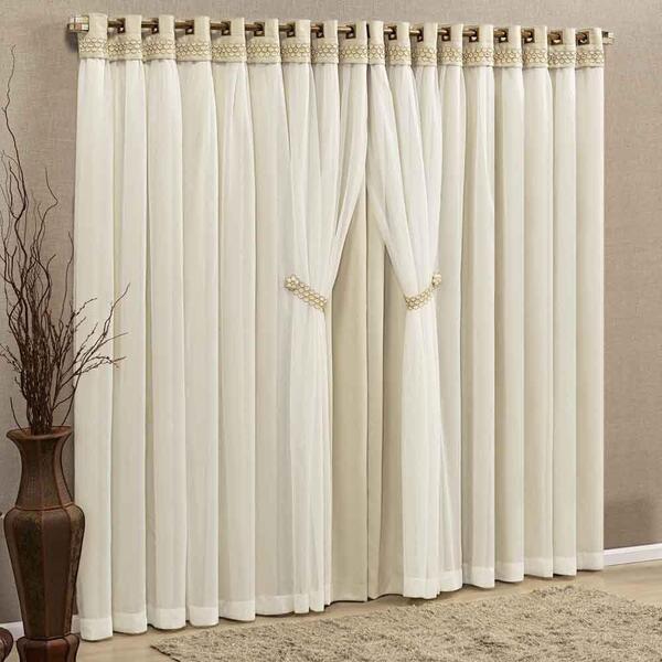 Cortina 2m Luna Varão Blackout Voil 2,0 X 1,7 M - Palha