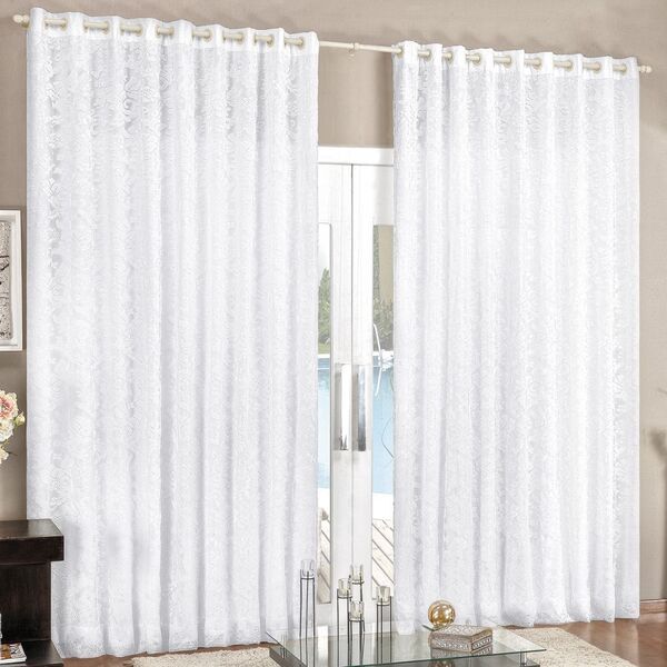 Cortina 3 Mt Sala Quarto Renda Com Voal Para Varão Baratissim