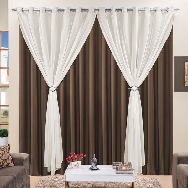 Cortina 3 Mts Sala Quarto Voal Com Microfibra Para Trilho Com