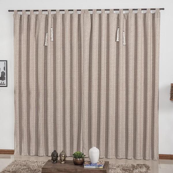 Cortina 3x2,80m Rustica Pedraria Varão Simples Caqui