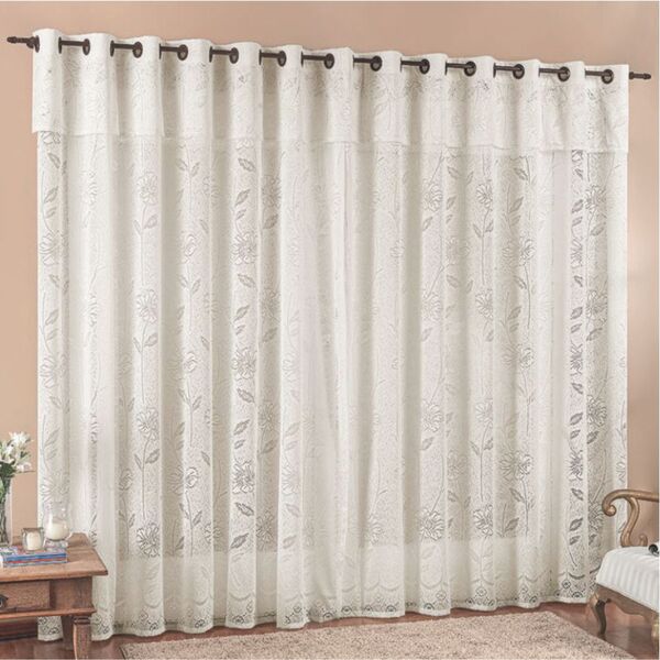 Cortina 4 00x2 50 Sala Quarto Luna Rendada Para Varão - Palha