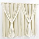 Cortina 4 Mts Sala Quarto Malha Com Voal Varão Baratissima Pa