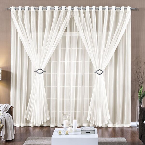 Cortina 4 Mts Voal Sala Quarto Para Trilho Suisso Barata Palh