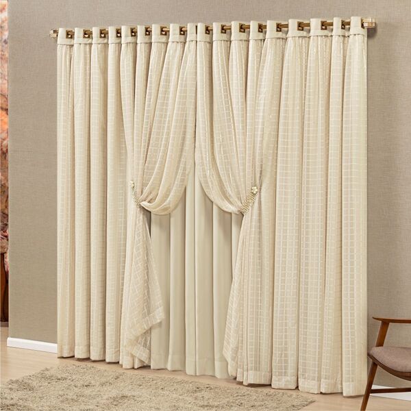 Cortina  Para Varão Canada 4 00m X 2 70m Sala Quarto - Palha