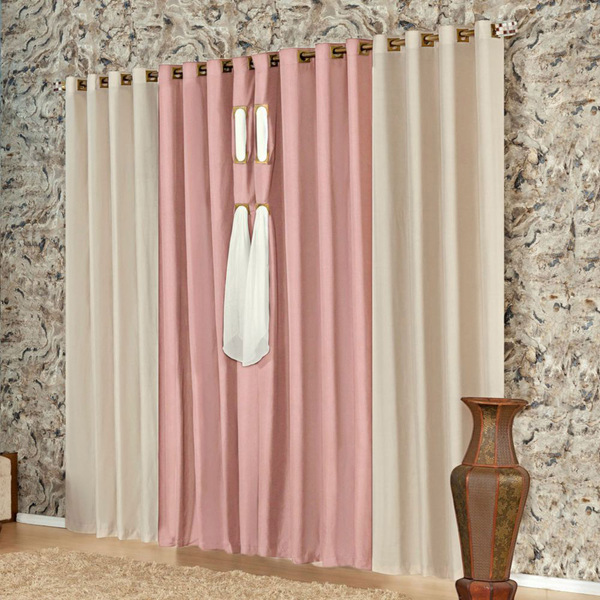 Cortina  Para Varão Premium 2 00m X 1 70m Sala Quarto - Rosê