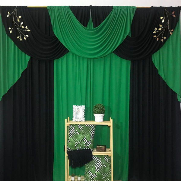 Cortina Afro 3 Metros Sala Quarto Para Varão -  Verde Preta