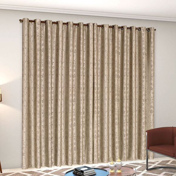 Cortina Atenas 3m X 2,80m Cáqui Para Sala / Quarto Tecido Jac