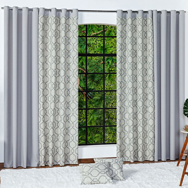 Cortina Aurora Cinza Geométrico 3 00m X 2 50m - Para Varão Si